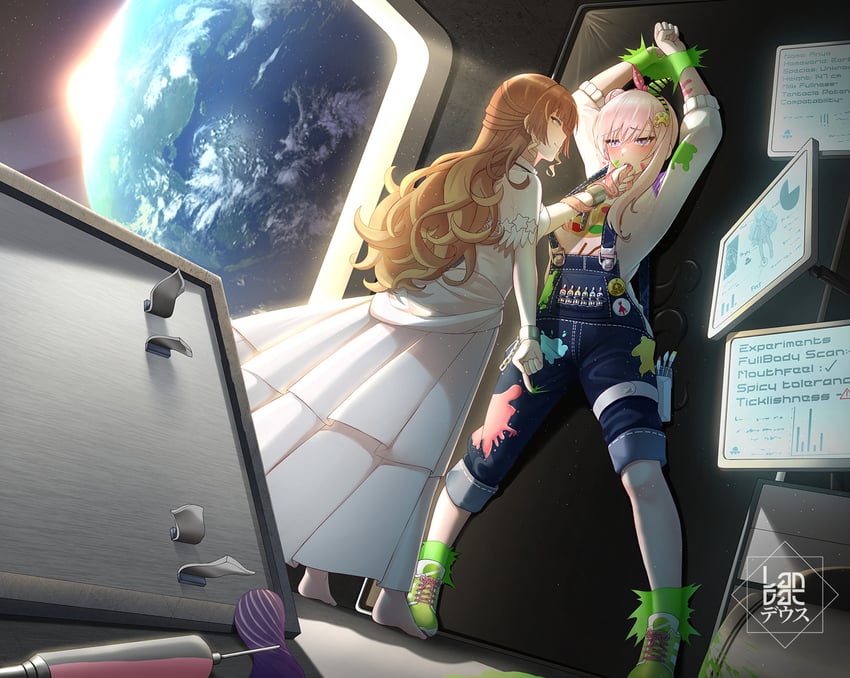 anya melfissa and airani iofifteen (hololive and 1 more) drawn by landacdeus