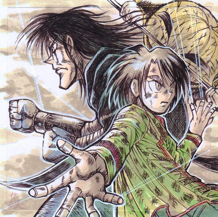 katou narumi, saiga masaru, and jack o'lantern (karakuri circus) drawn by fujidai_(d-works)