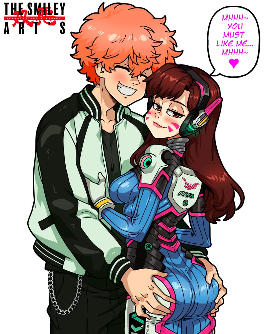 d.va and kawata nahoya (overwatch and 1 more) drawn by the_smiley_arts