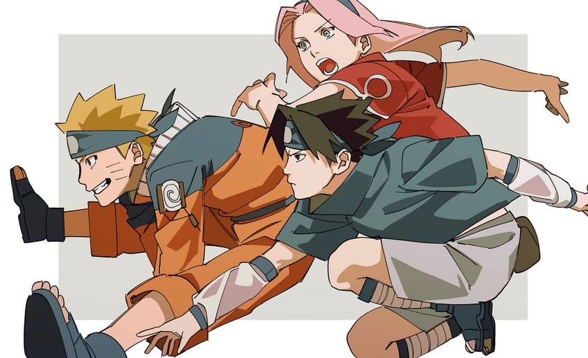 haruno sakura, uzumaki naruto, and uchiha sasuke (naruto) drawn by pnpk_1013