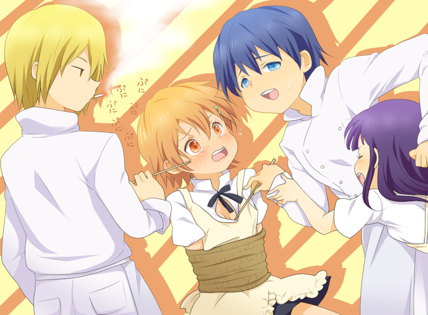 inami mahiru, yamada aoi, satou jun, and souma hiroomi (working!!) drawn by ainya02