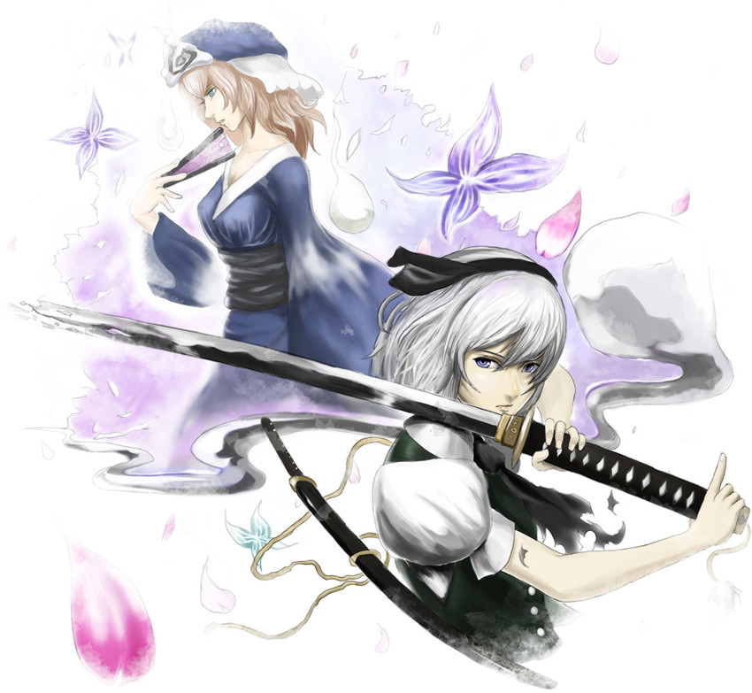 konpaku youmu and saigyouji yuyuko (touhou) drawn by ross_(clumzero)