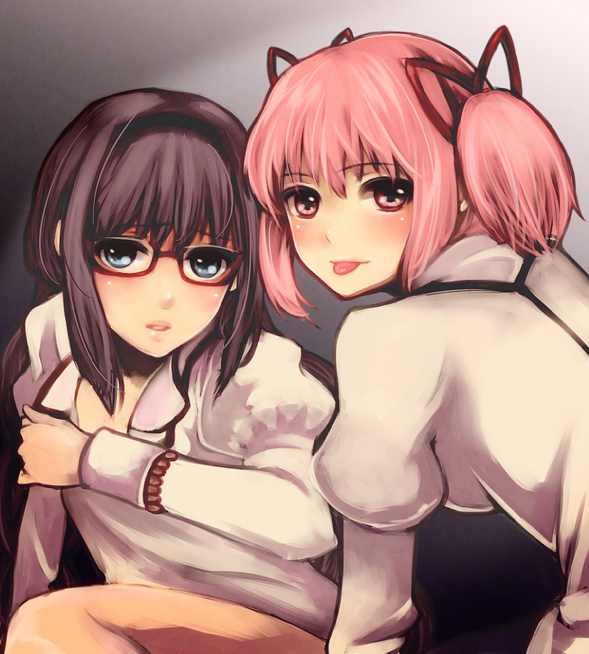 akemi homura and kaname madoka (mahou shoujo madoka magica) drawn by beiri