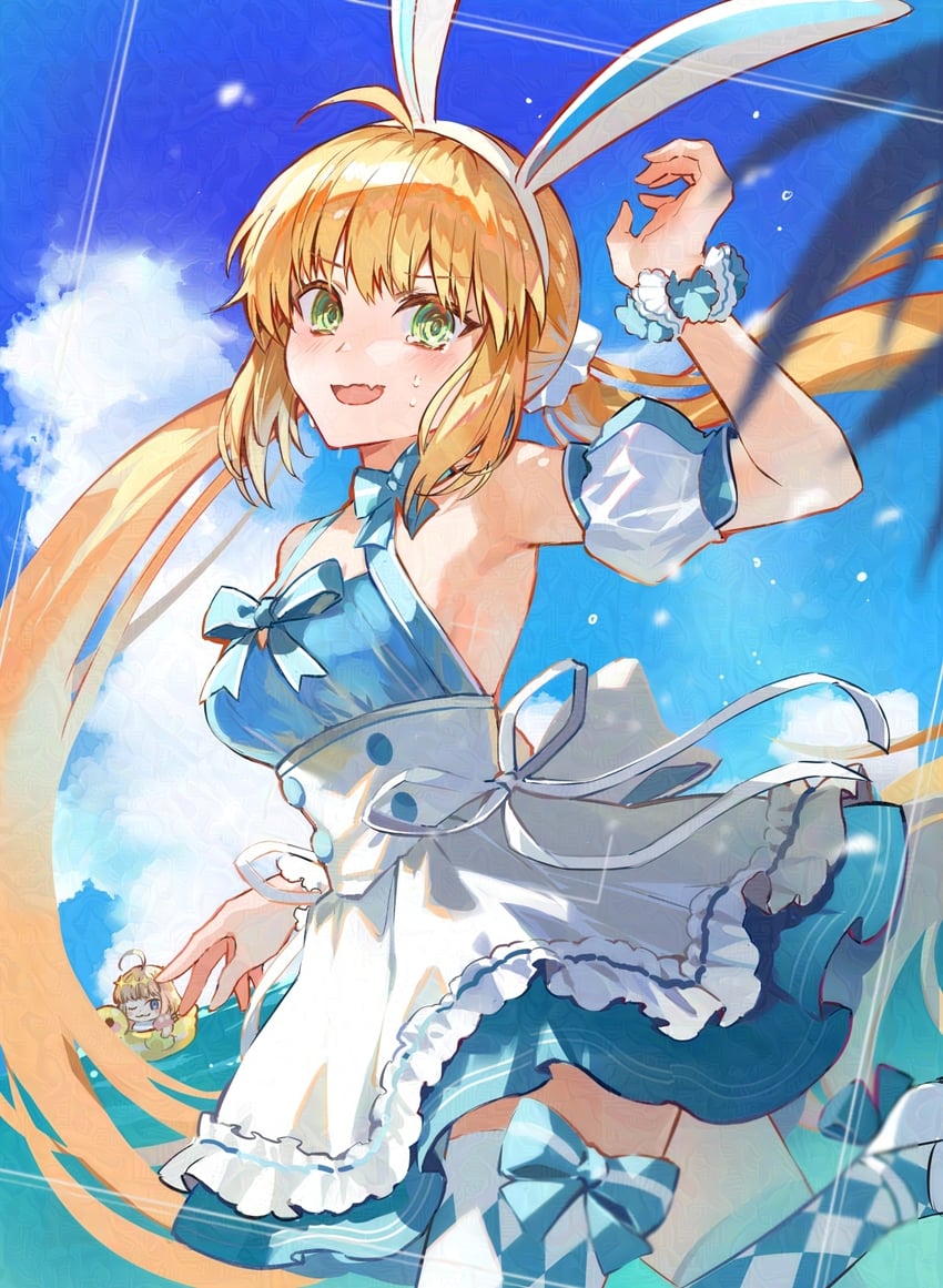 artoria pendragon, artoria caster, and oberon (fate and 1 more) drawn by poppoman