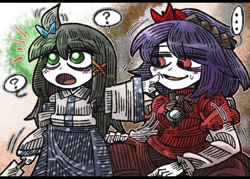 kochiya sanae and yasaka kanako (touhou) drawn by suenari_(peace)