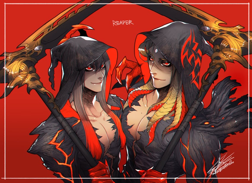 warrior of light, zenos yae galvus, and reaper (final fantasy and 1 more) drawn by hiryuu_(kugelcruor)