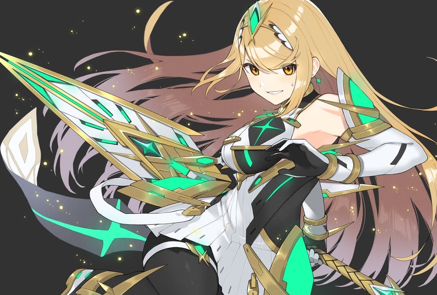mythra (xenoblade chronicles and 2 more) drawn by kinagi_(3307377)