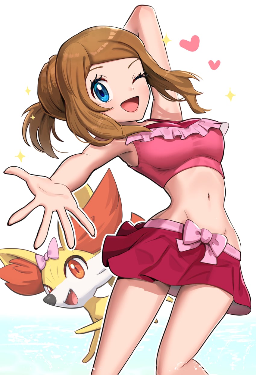 serena and fennekin (pokemon and 1 more) drawn by gonzarez