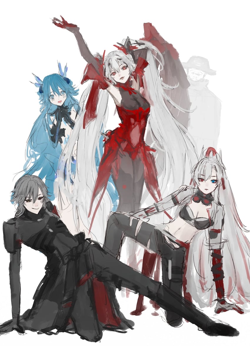 alpha, luna, lamia, alpha: crimson weave, lamia: lost lullaby, and 4 more (punishing: gray raven) drawn by gi_ra1