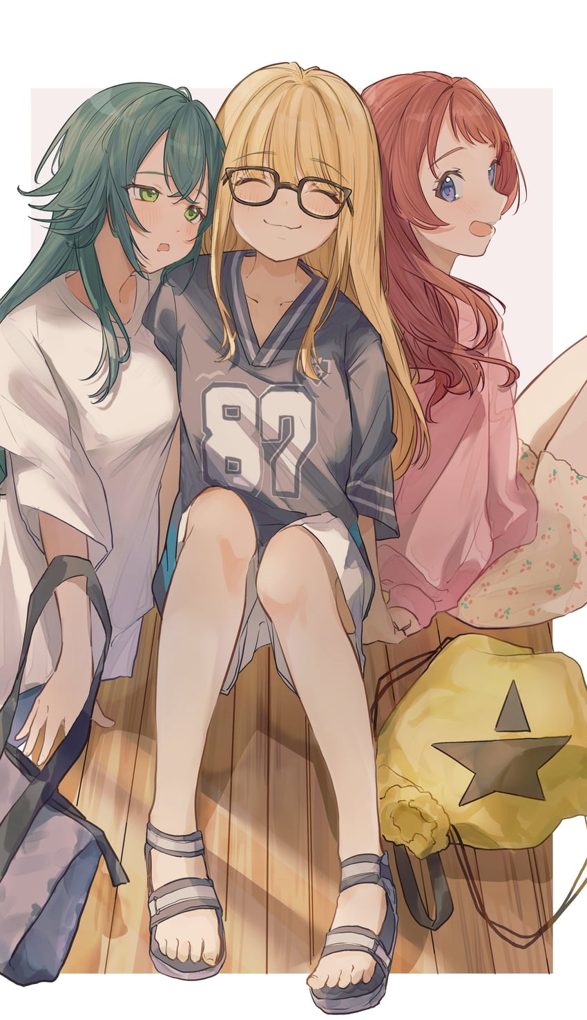fujita kotone, hanami saki, and tsukimura temari (idolmaster and 1 more) drawn by nami_(wa98449)