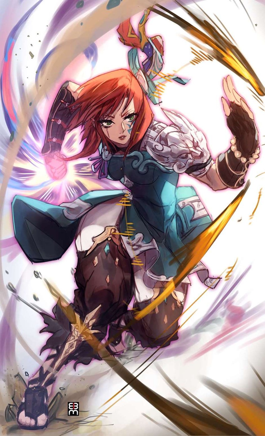 warrior of light, monk, and linmei quan (original and 2 more) drawn by ericmartindood