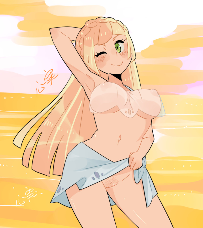 lillie (pokemon and 1 more) drawn by kokomi_(aniesuakkaman)