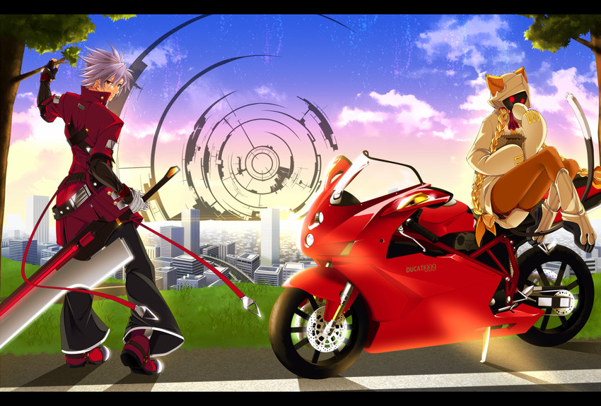 ragna the bloodedge and taokaka (blazblue) drawn by sayo_wini