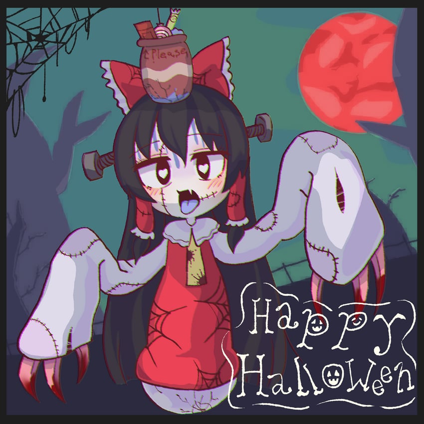 hakurei reimu and hotaruda (touhou and 1 more) drawn by psychic_parrot