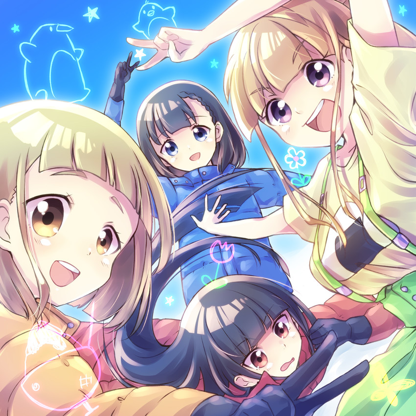 miyake hinata, kobuchizawa shirase, tamaki mari, and shiraishi yuzuki (sora yori mo tooi basho) drawn by nyaa_(nnekoron)