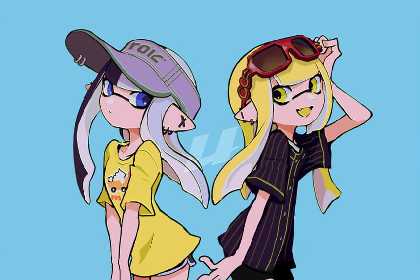 inkling player character and inkling girl (splatoon) drawn by imaikuy0