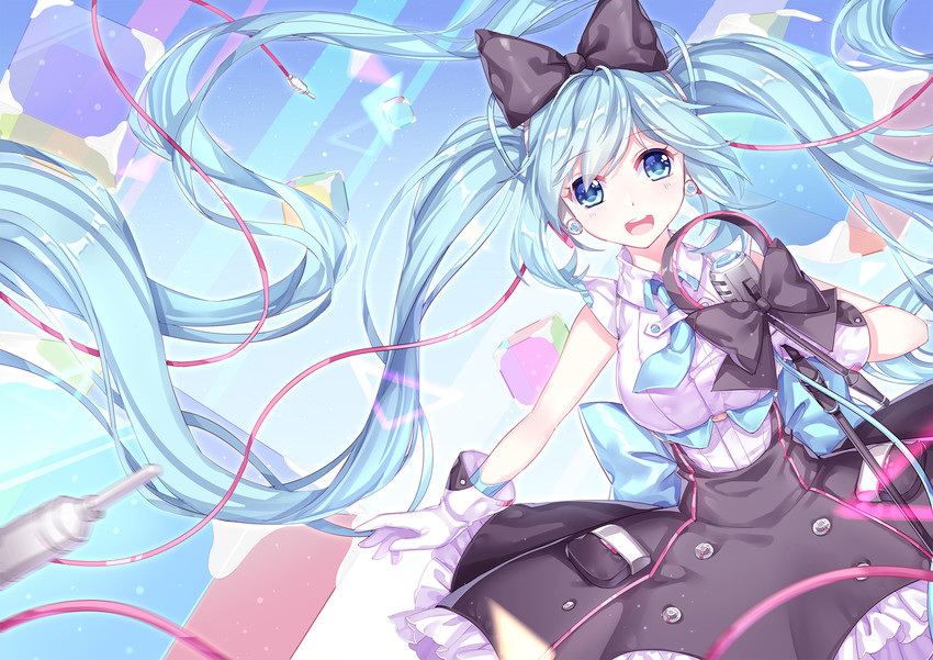 hatsune miku and magical mirai miku (vocaloid and 1 more) drawn by kan_(rainconan)