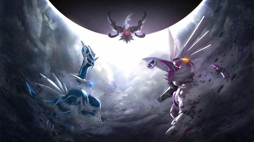 darkrai, dialga, and palkia (pokemon) drawn by otsumami_(bu-bu-heaven)