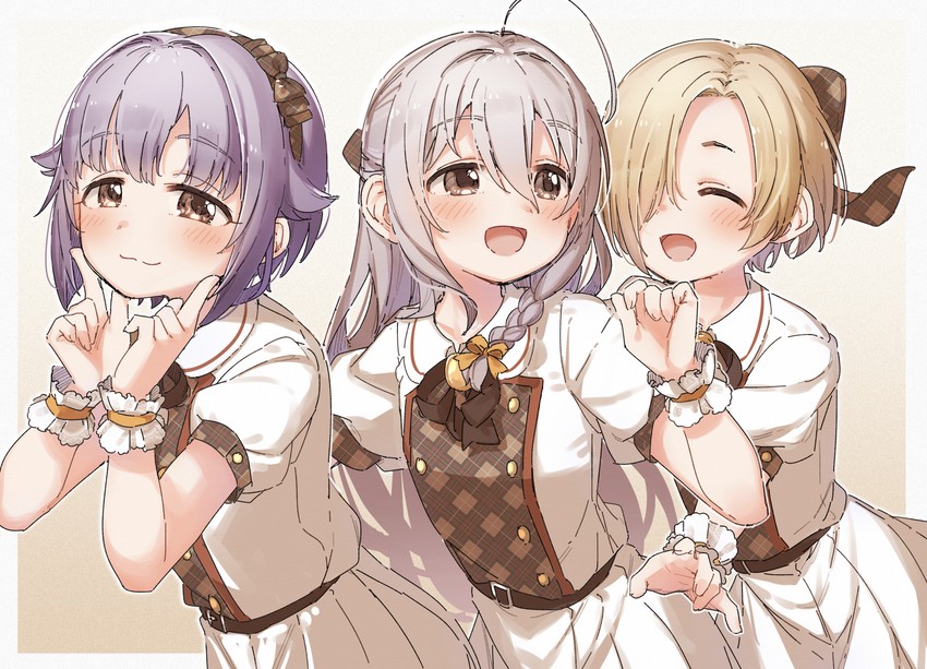 shirasaka koume, koshimizu sachiko, and hoshi syoko (idolmaster and 1 more) drawn by yukie_(kusaka_shi)