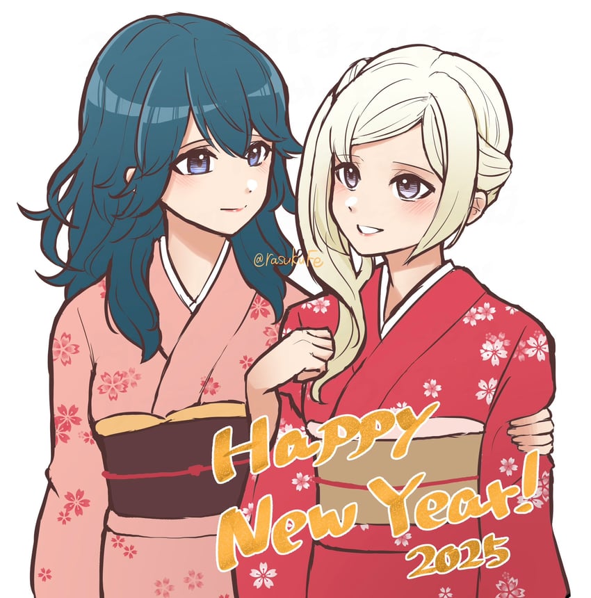 female byleth and edelgard von hresvelg (fire emblem and 1 more) drawn by rasukuma