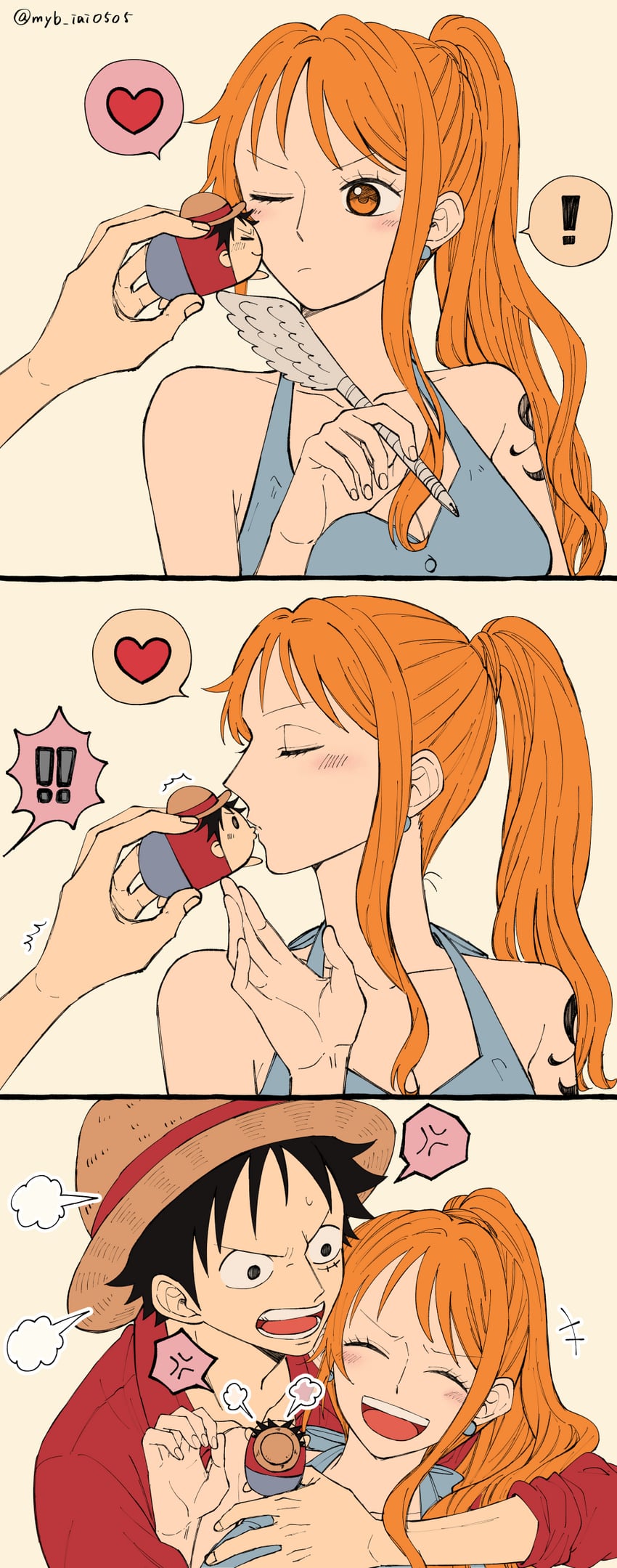 nami and monkey d. luffy (one piece) drawn by m_(user_gjgn8588)