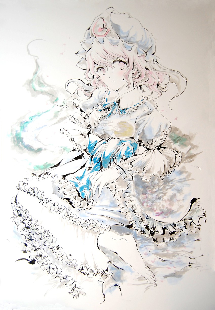 saigyouji yuyuko (touhou) drawn by tsubameyado