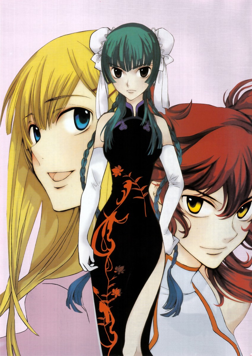 wang liu mei, nena trinity, and louise halevy (gundam and 1 more) drawn by kouga_yun