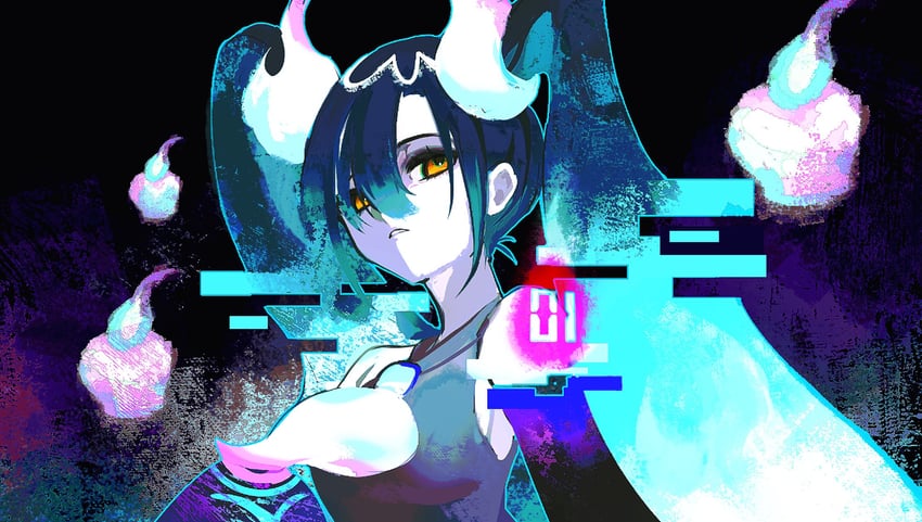 hatsune miku and ghost miku (pokemon and 2 more) drawn by poursuu