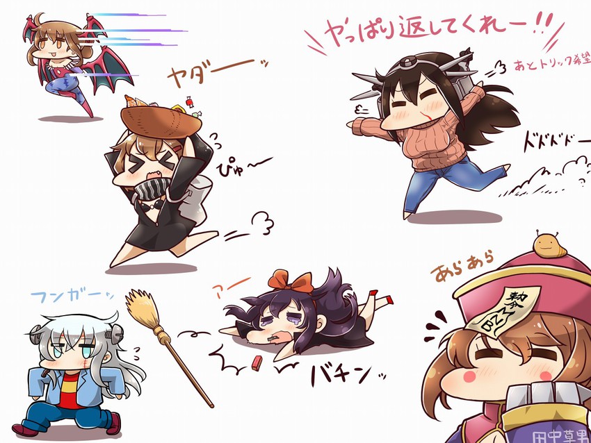 hibiki, inazuma, ikazuchi, akatsuki, nagato, and 6 more (kantai collection and 2 more) drawn by tanaka_kusao