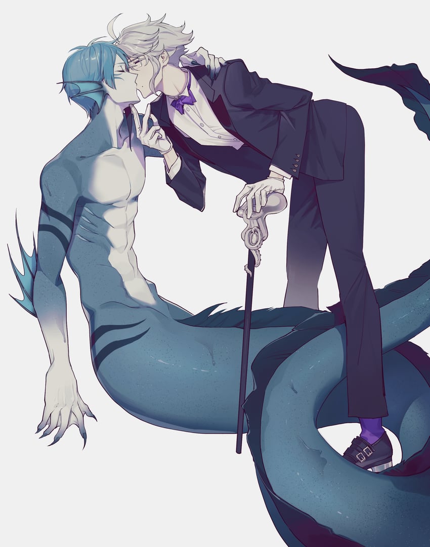 jade leech and azul ashengrotto (twisted wonderland) drawn by hyakutennnn