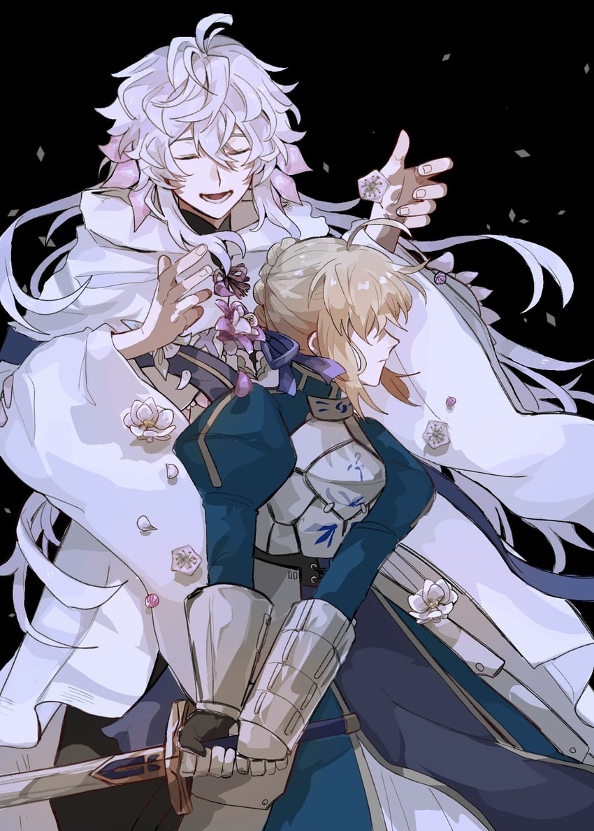 artoria pendragon and merlin (fate and 1 more) drawn by syusyaku