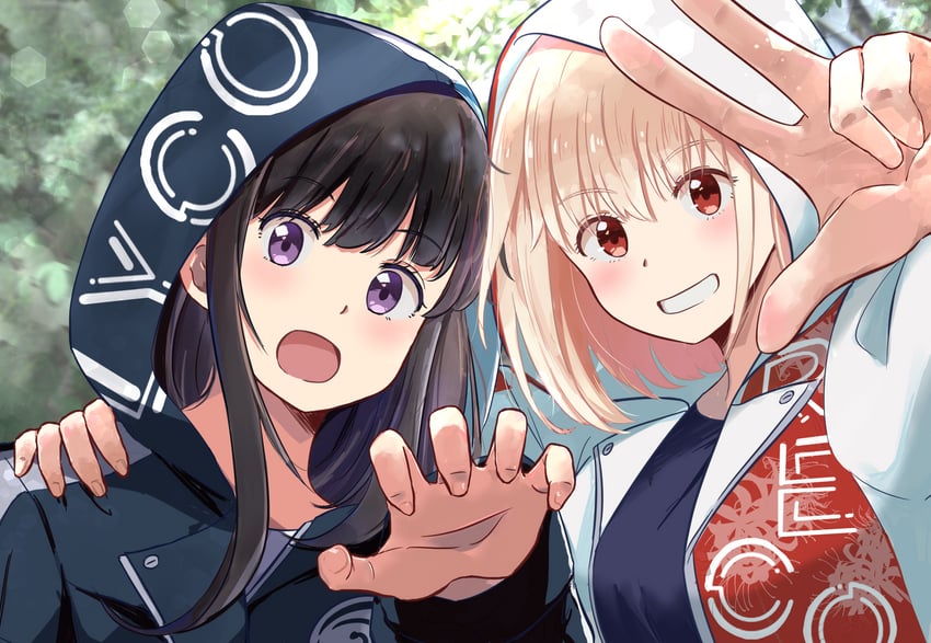 nishikigi chisato and inoue takina (lycoris recoil) drawn by chai_haru