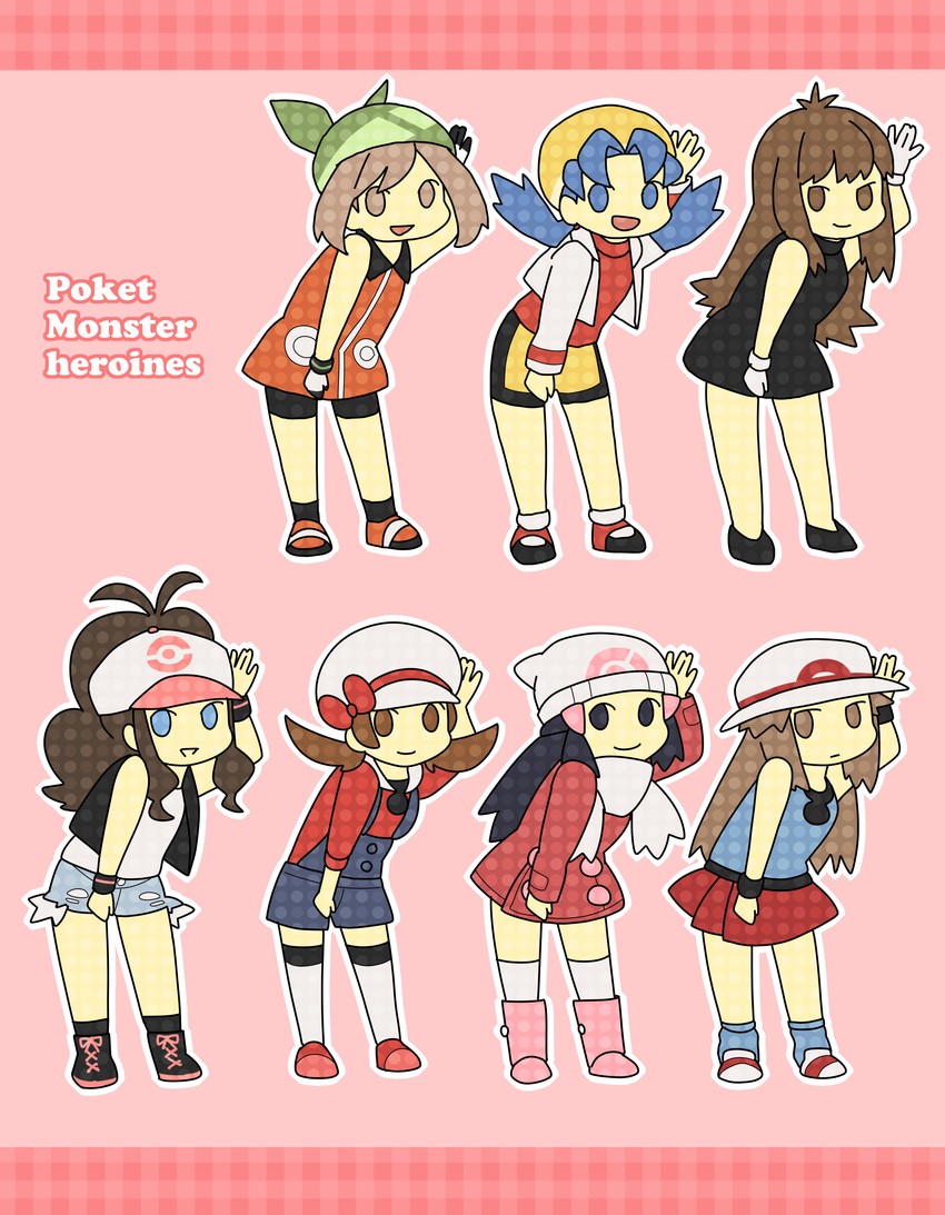 dawn, may, hilda, leaf, lyra, and 1 more (pokemon and 6 more) drawn by pumpkinpan