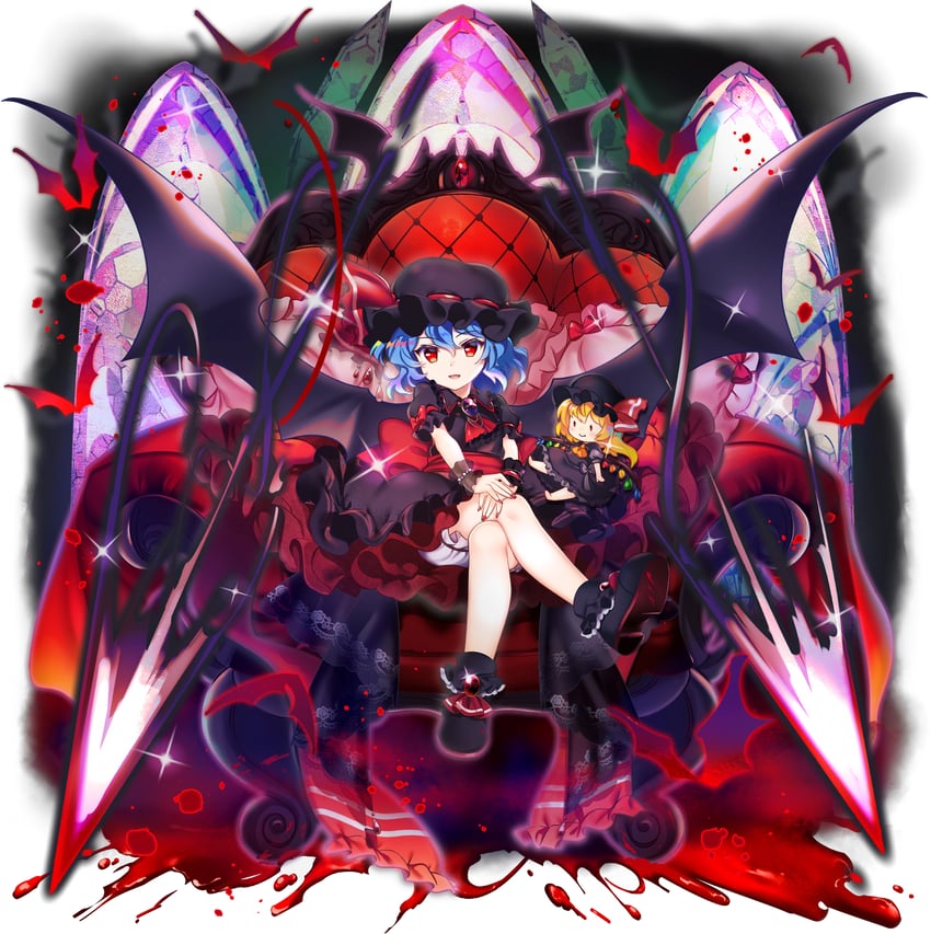 remilia scarlet and flandre scarlet (touhou and 1 more) drawn by rotte_(1109)