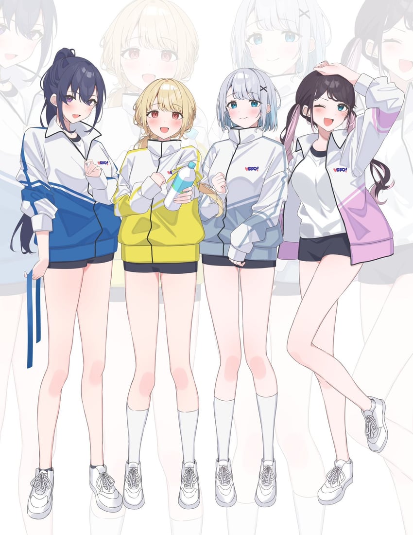 ichinose uruha, kaga sumire, kaga nazuna, and kogara toto (vspo! and 1 more) drawn by hikari_yui