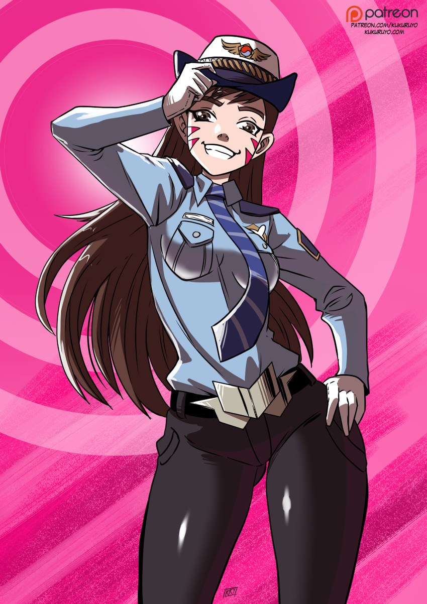 d.va and officer d.va (overwatch and 1 more) drawn by kukuruyo