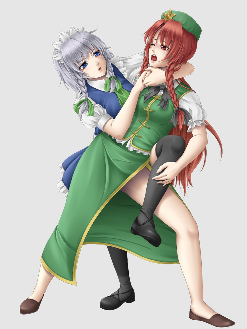 izayoi sakuya and hong meiling (touhou) drawn by mochi.f