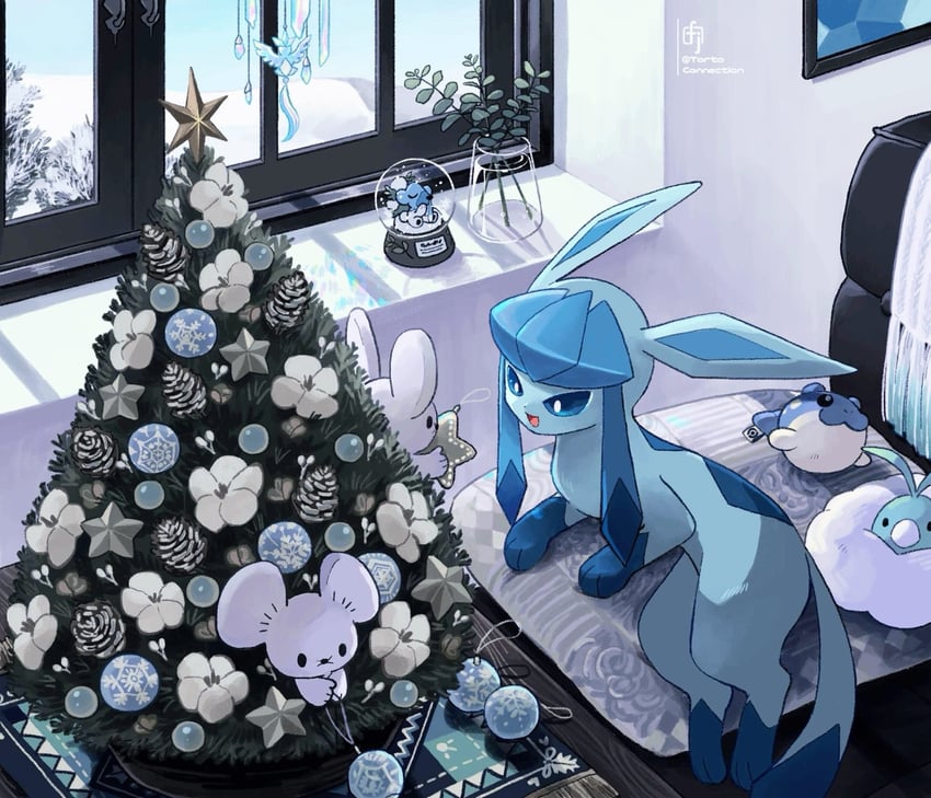 glaceon, swablu, articuno, spheal, cubchoo, and 1 more (pokemon) drawn by chikafuji