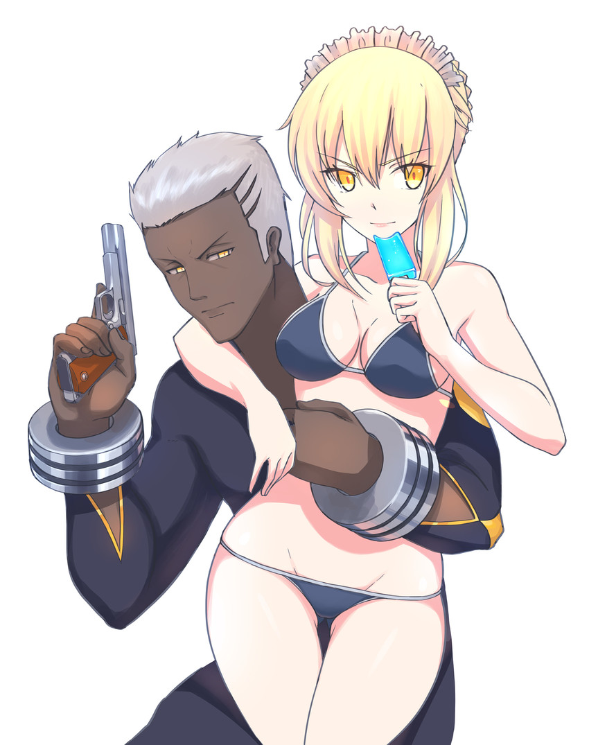artoria pendragon, saber alter, and emiya alter (fate and 1 more) drawn by kuso_otoko