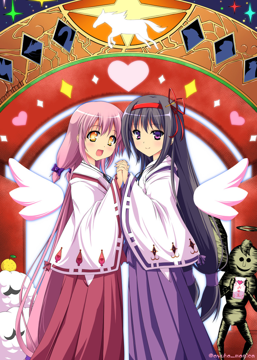 akemi homura, kaname madoka, ultimate madoka, anthony, and daniyyel+jennifer (mahou shoujo madoka magica) drawn by ayuhara_hiiro
