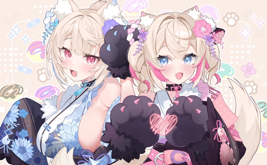 fuwawa abyssgard and mococo abyssgard (hololive and 1 more) drawn by hoshi_usagi