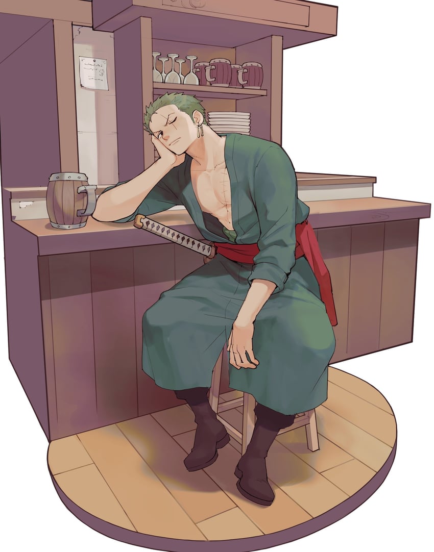 roronoa zoro (one piece) drawn by shironegi_zzz