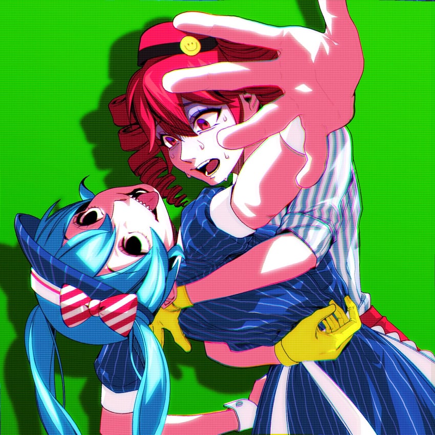 hatsune miku and kasane teto (vocaloid and 2 more) drawn by sari_qqqqq