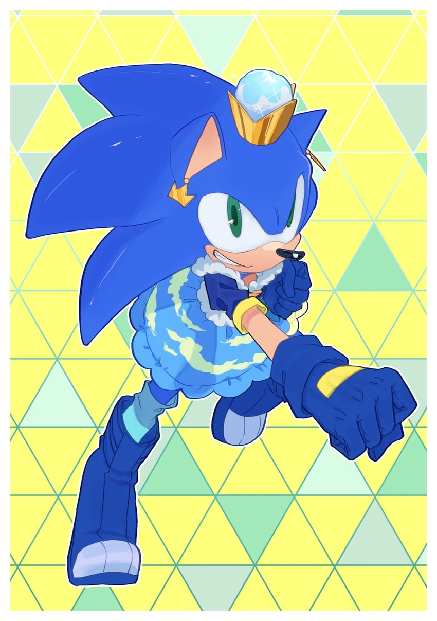 sonic the hedgehog and cure gelato (precure and 2 more) drawn by konjiki_ringo