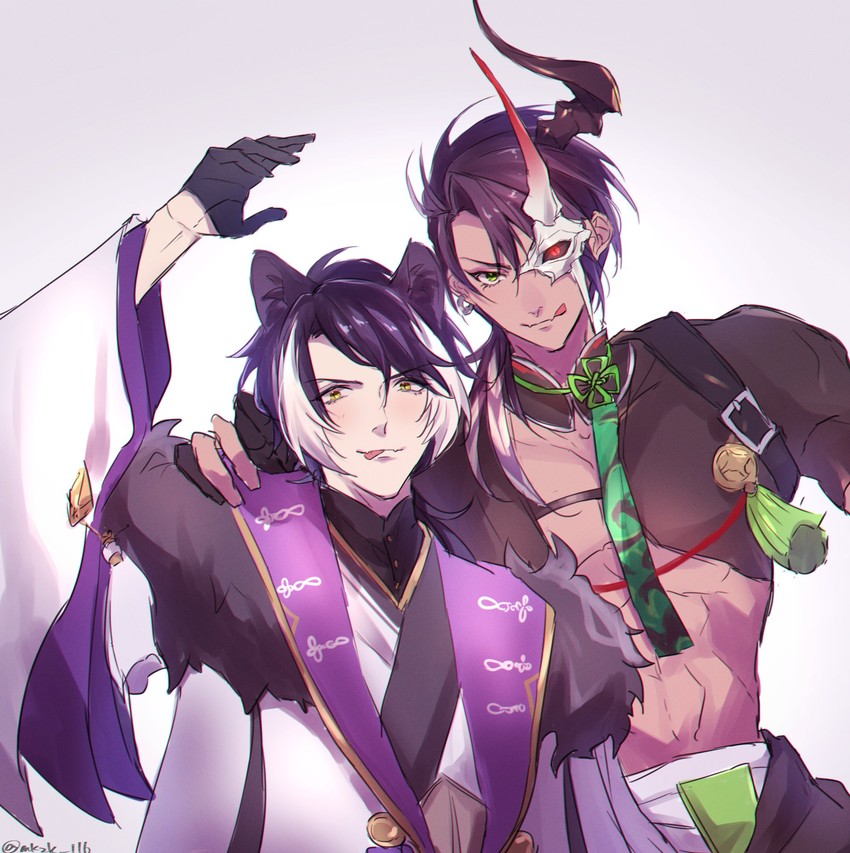 kageyama shien and aragami oga (holostars) drawn by jinra_(mkzk_116)