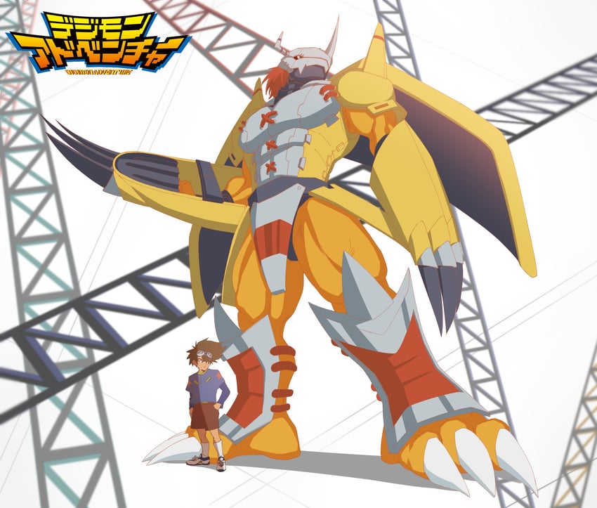 yagami taichi and wargreymon (digimon and 2 more) drawn by hello_isedol
