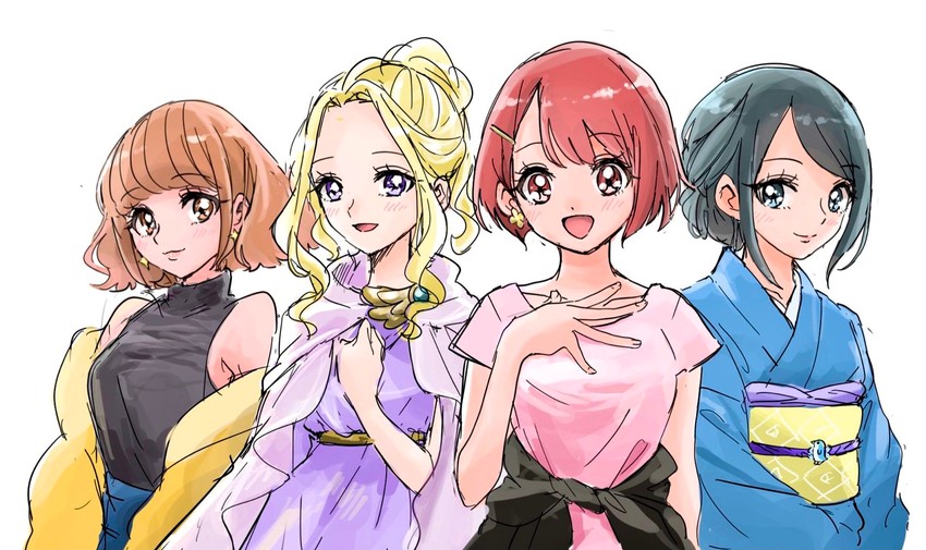 hanadera nodoka, hiramitsu hinata, sawaizumi chiyu, and fuurin asumi (precure and 1 more) drawn by pre221b