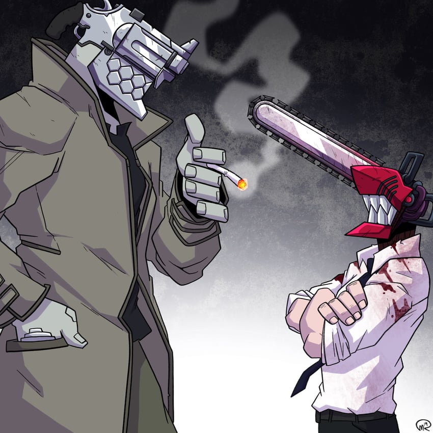denji and inui juuzou (chainsaw man and 1 more) drawn by bromojumbo