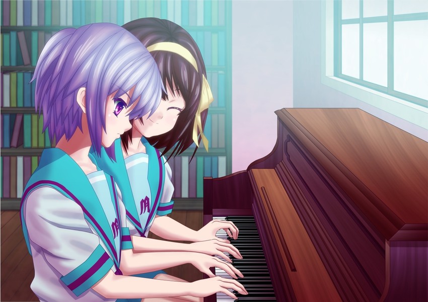 suzumiya haruhi and nagato yuki (suzumiya haruhi no yuuutsu) drawn by koishi
