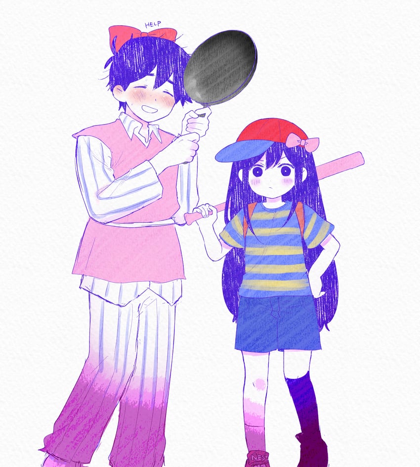ness, aubrey, hero, and paula (omori and 2 more) drawn by pokoponpen